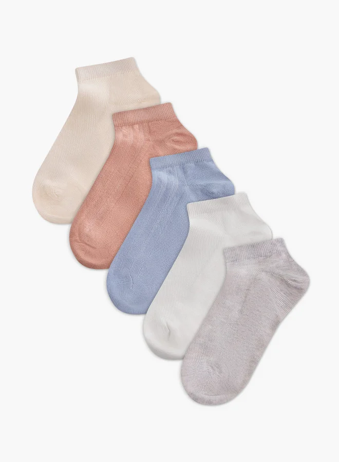 5-Pack Printed Ankle Socks Pale Pink