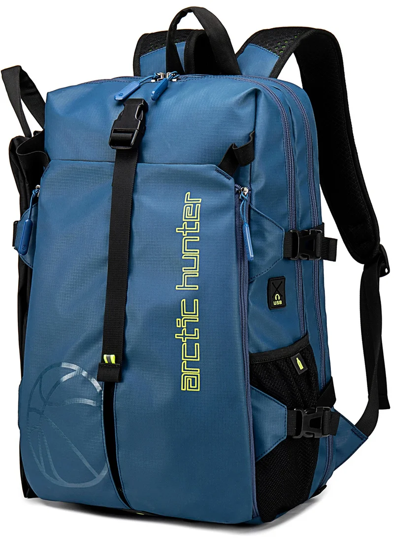 18.5" Water Resistant Gym Sports Backpack with USB Port - Blue
