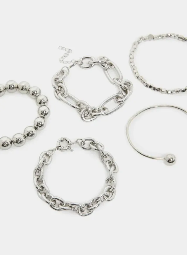 Pack of 5 - Silver Tone Chain Bracelet – image 2