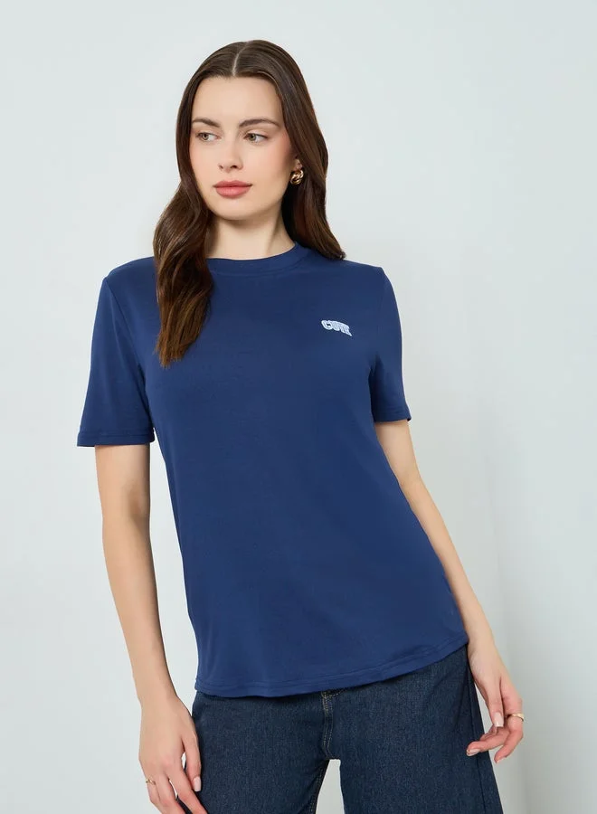 Women's Embroidered T-Shirt Deep Blue