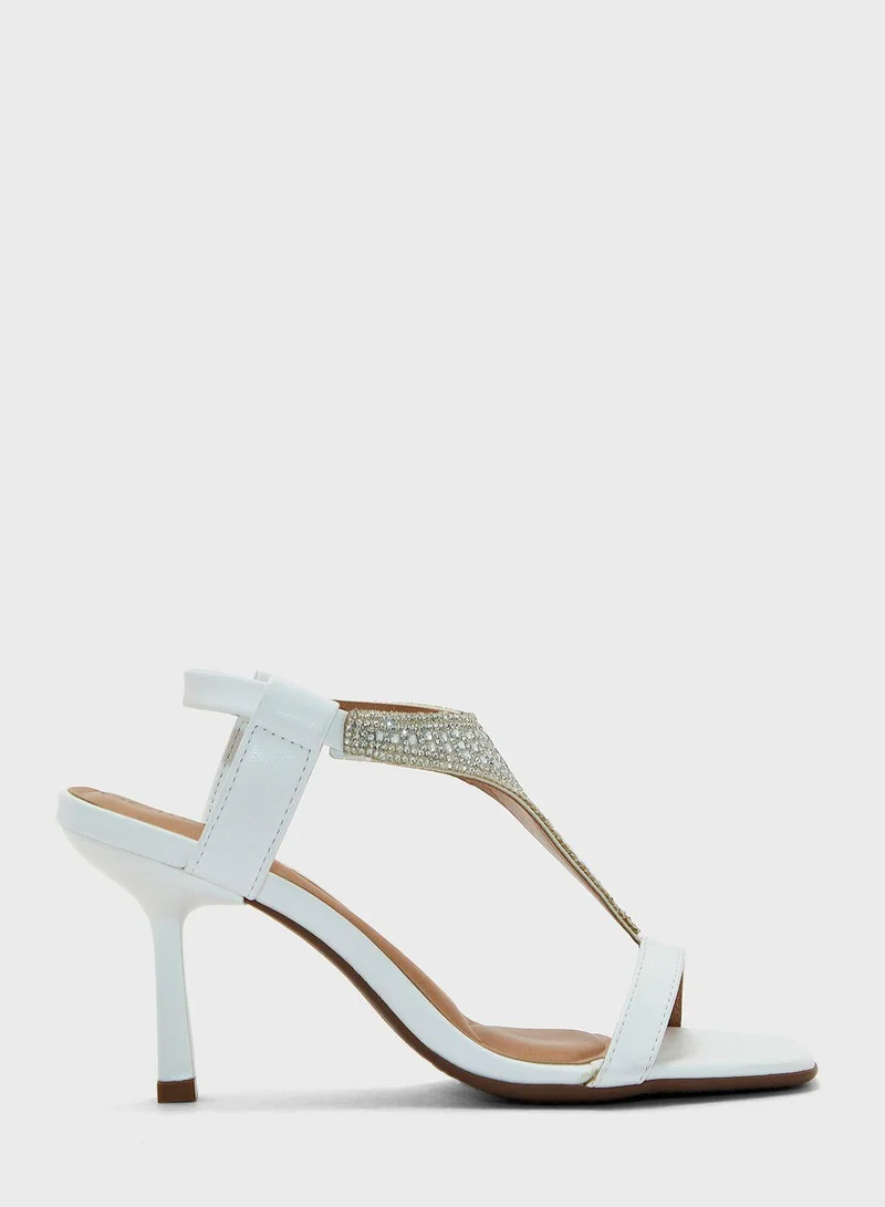 Women's Stylish Block Heel Sandals White