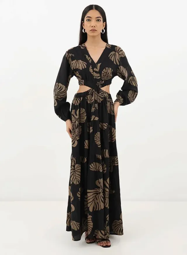 Floral Cutout Maxi Dress