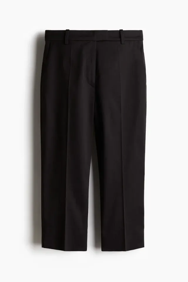 Black Slim Fit High-Rise Capri Trousers for Women – image 2