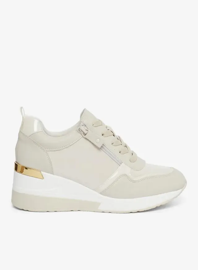 Textured Zip Detail Sneakers Beige