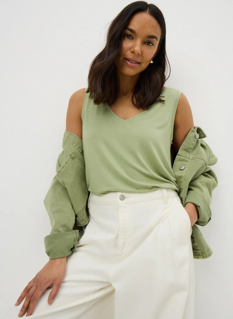 V-Neck Vest Top Green