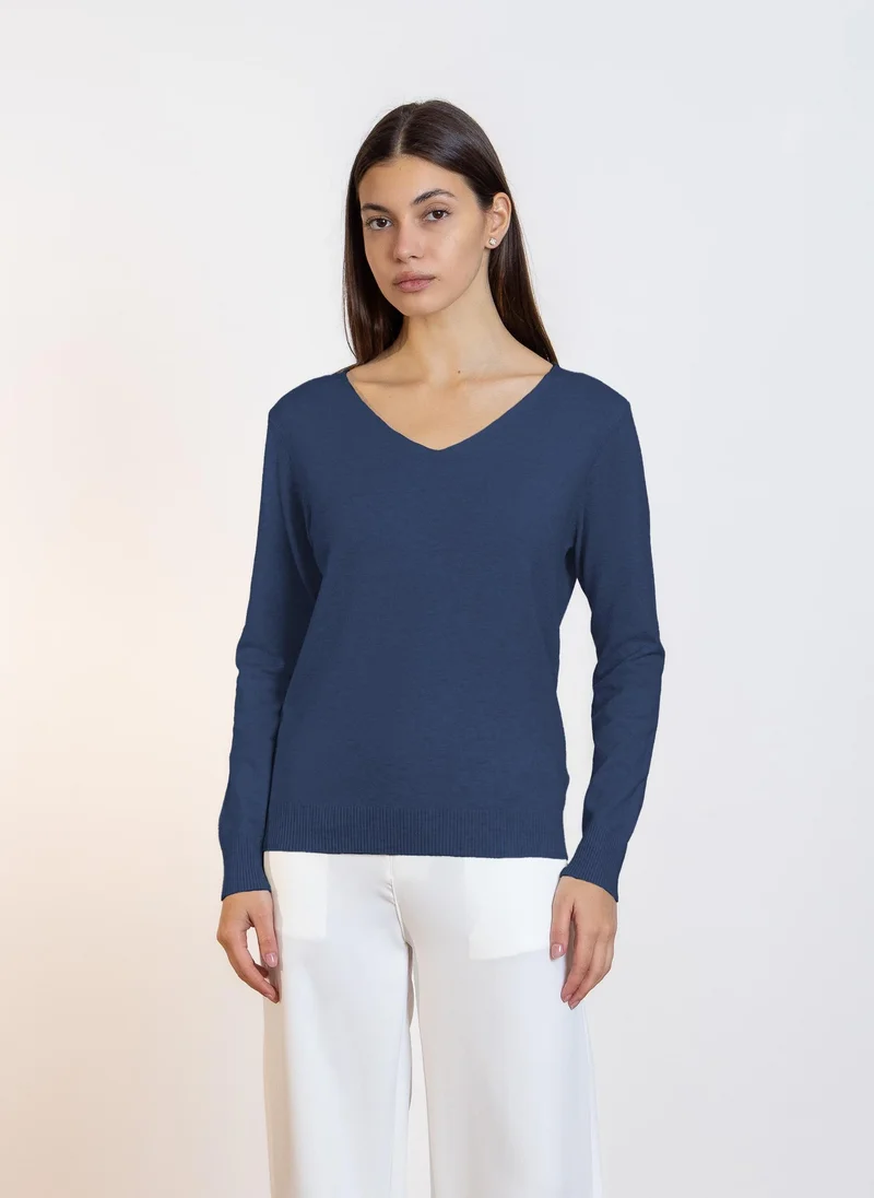 Plain Knit Jumper Blue