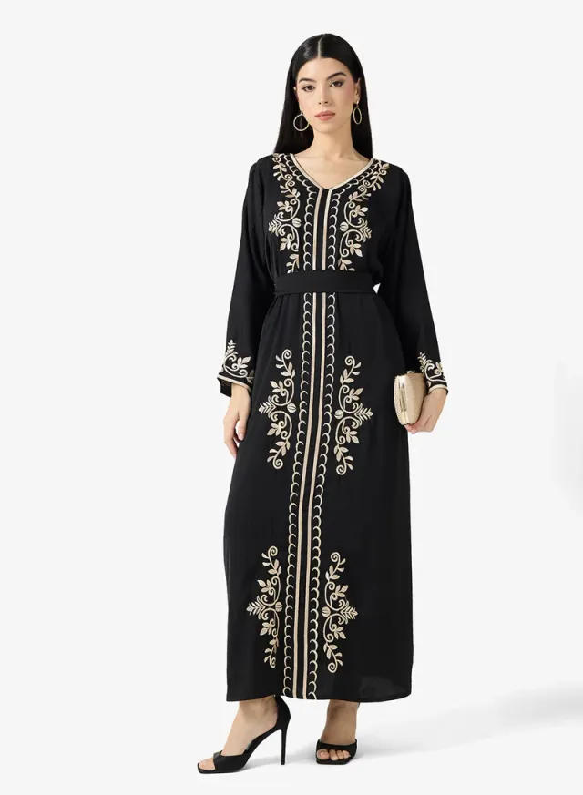 Embroidered Belted Jalabiya – image 4