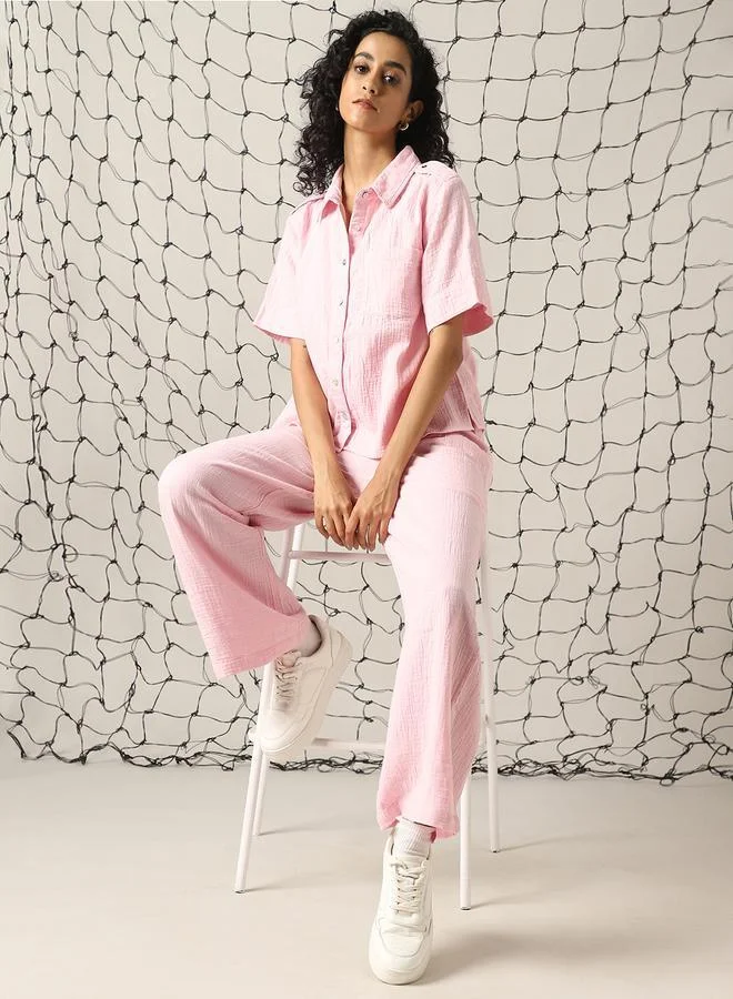 Self Design Double Cloth Pure Cotton Shirt With Trouser