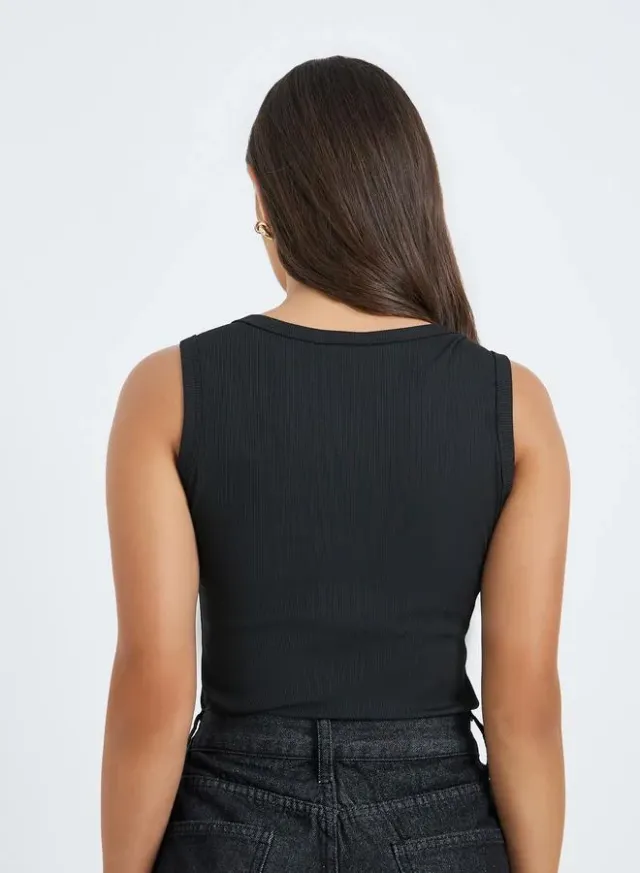 Women's Square Neck Sleeveless Fitted Bodysuit - Black – image 4