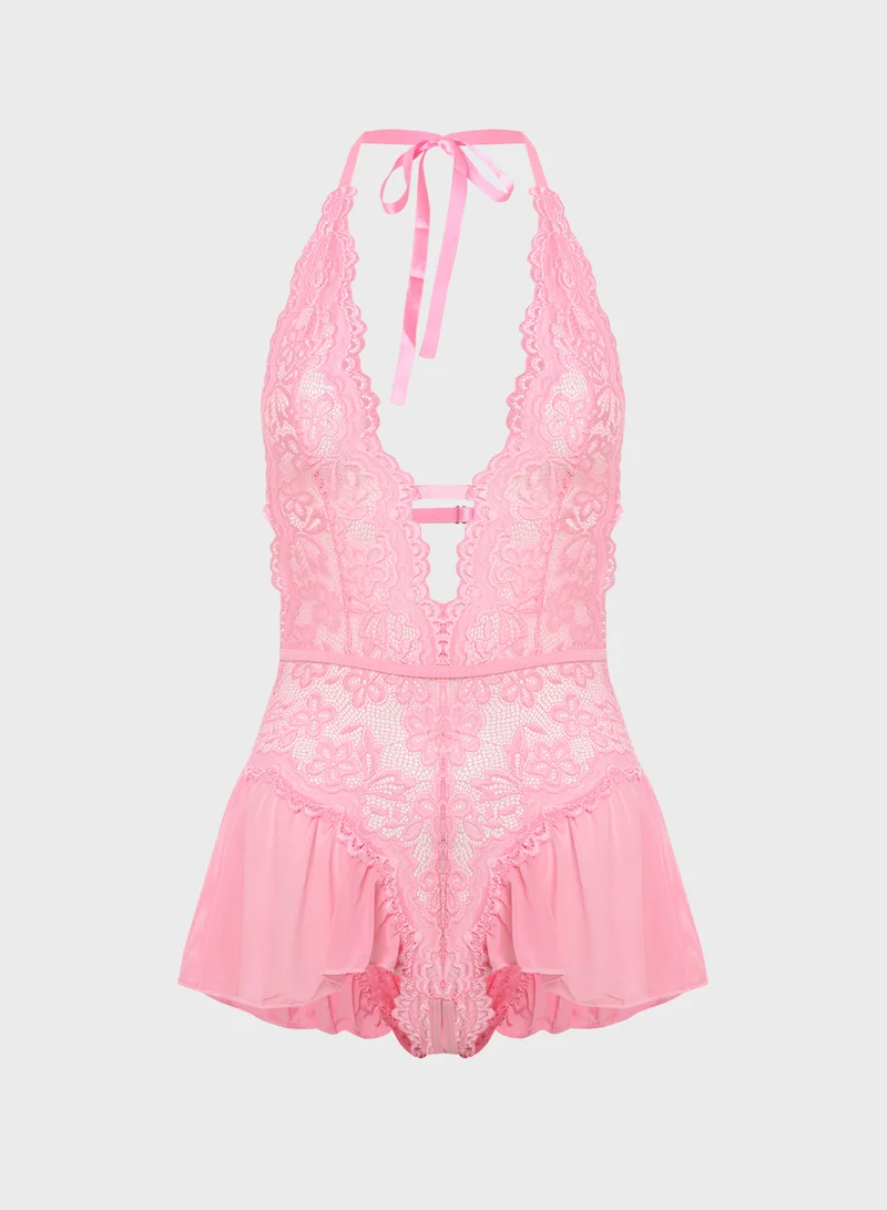 Lace Bodysuit Pink