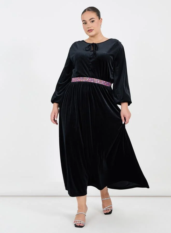 Velvet Tie-Neck Dress