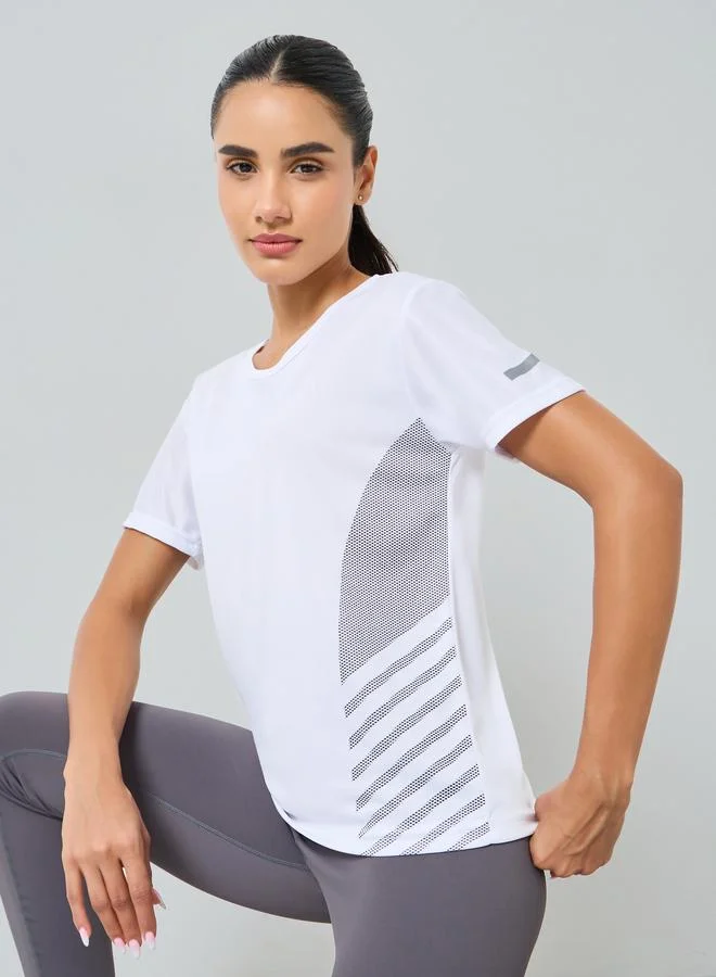 Women's Reflective Stripe Short Sleeve Top White