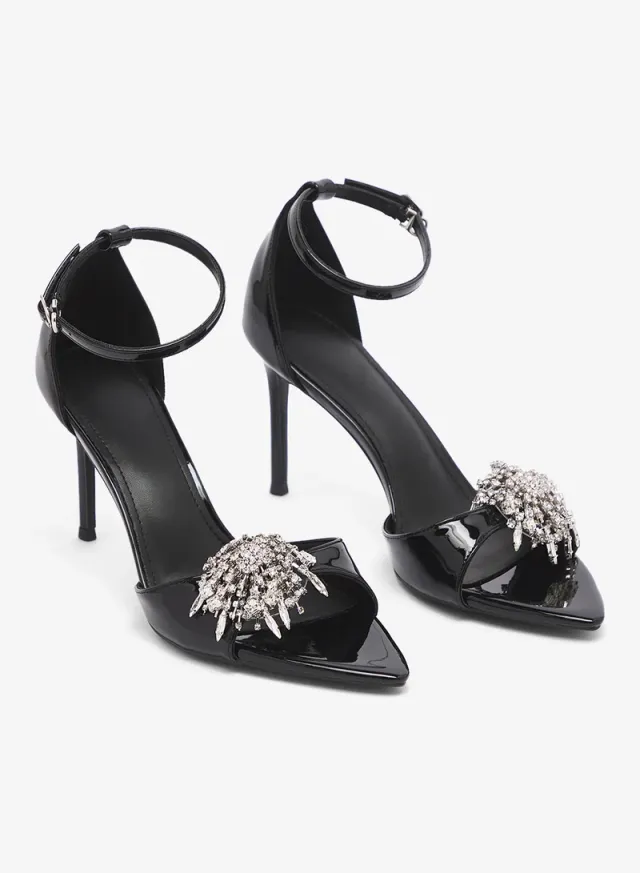 Embellished Mid Heel Sandal Silver – image 4