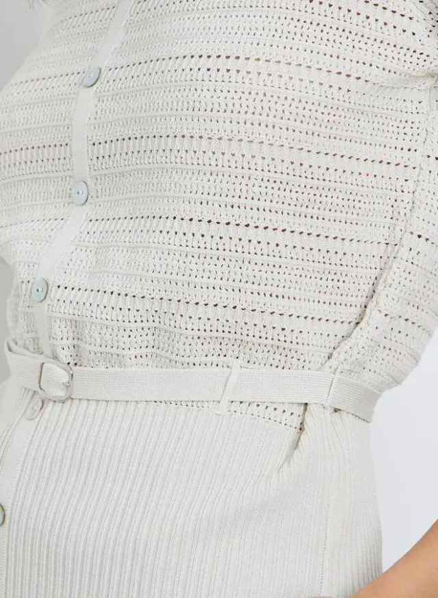 Styli Belted Knit Top Off White – image 3