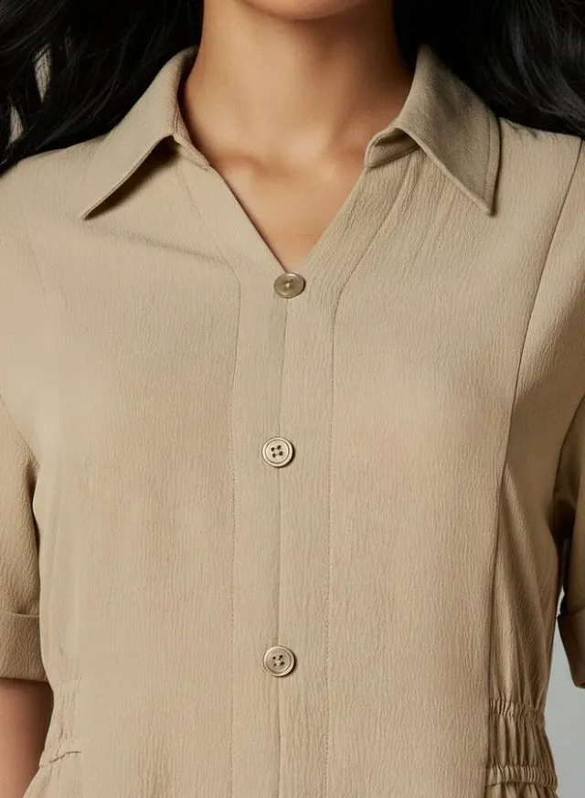 Front Slit Shirt Midi Dress – image 4