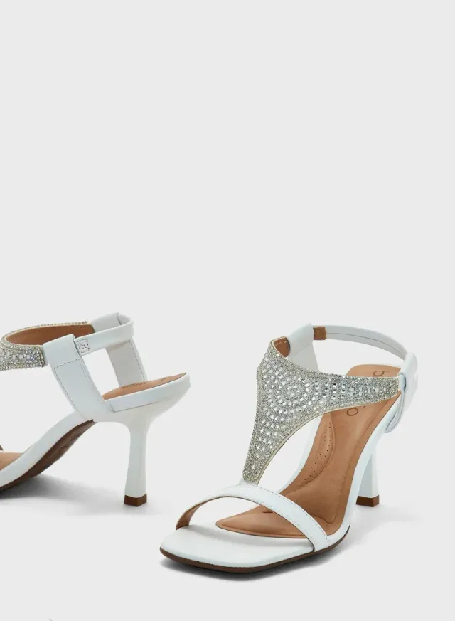 Women's Stylish Block Heel Sandals White – image 4