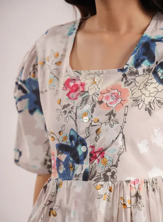 Pink Floral Printed Cotton Top and Shorts Set for Women – image 5
