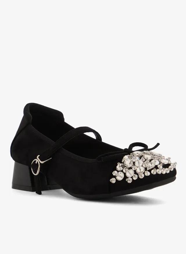 Rhinestone Strap Ballet Mid Heels – image 2