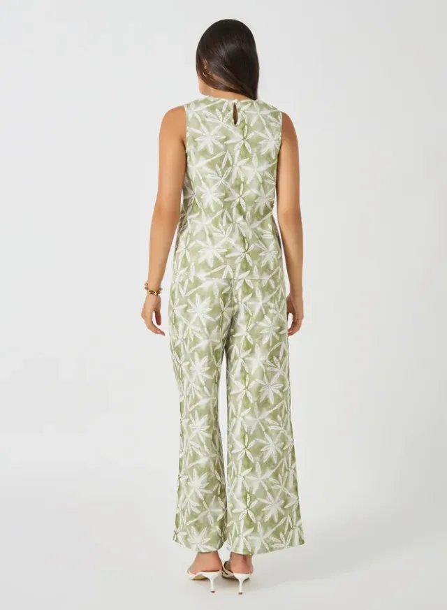 Printed Sleeveless Top and Wide Leg Pants Set – image 4