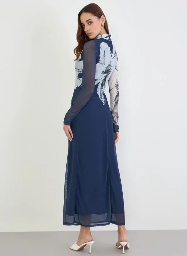 Floral Long Sleeve Bodycon Maxi Dress – image 4