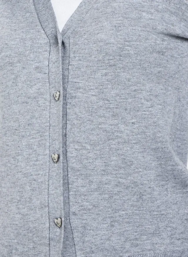 Take Two Heart Print Regular Fit Cardigan Grey – image 3