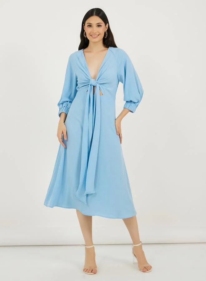 Tie-Front Midi Dress