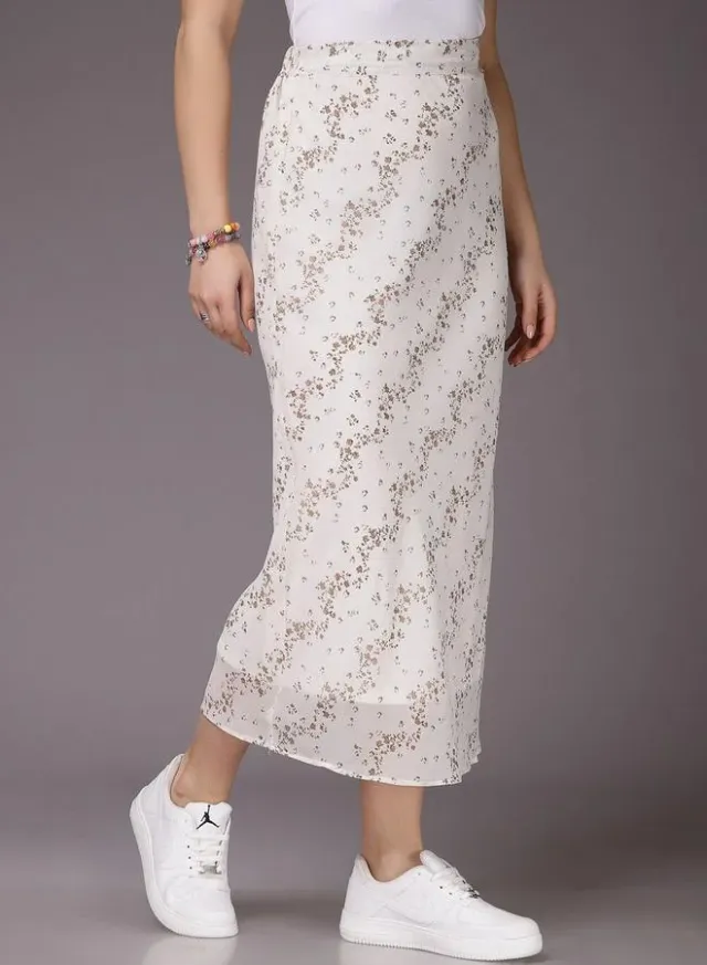 Fitted Ditsy Midi Skirt White – image 2