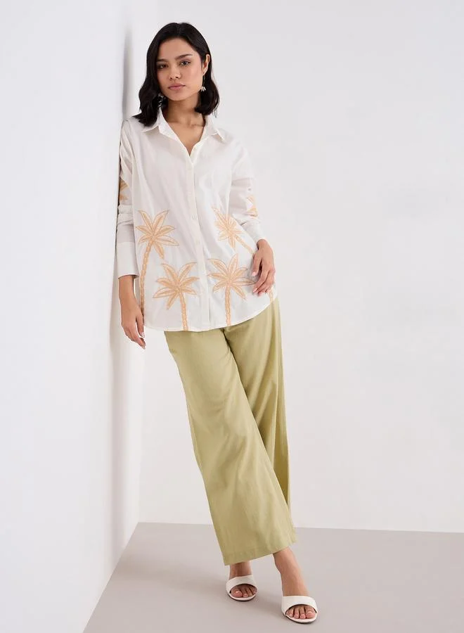 Casual Wide Leg Culottes Green