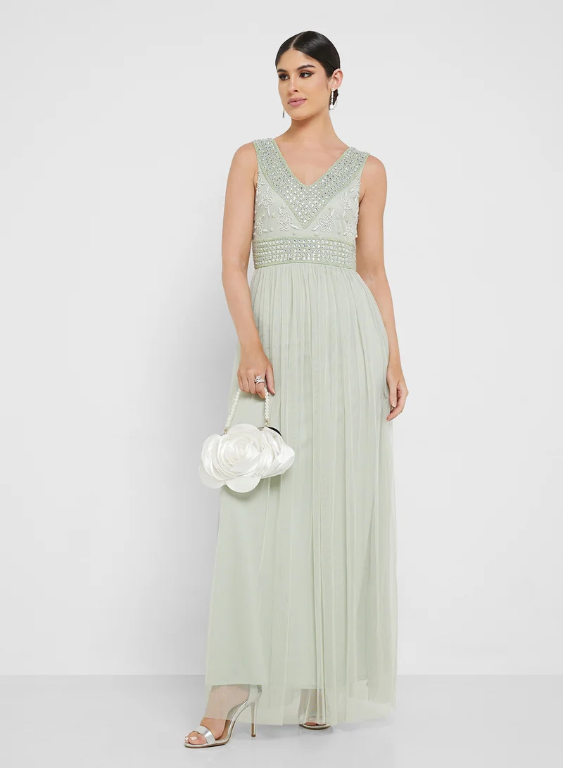 Embellished Empire Waist Dress