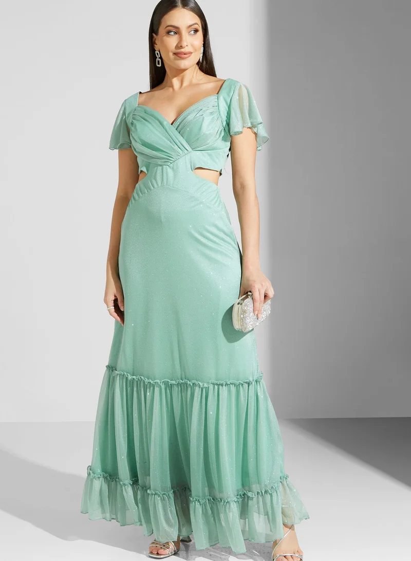 Cutout Flutter Sleeve Dress