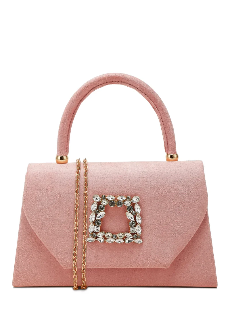 Mini Brooch Top Handle Bag Beige