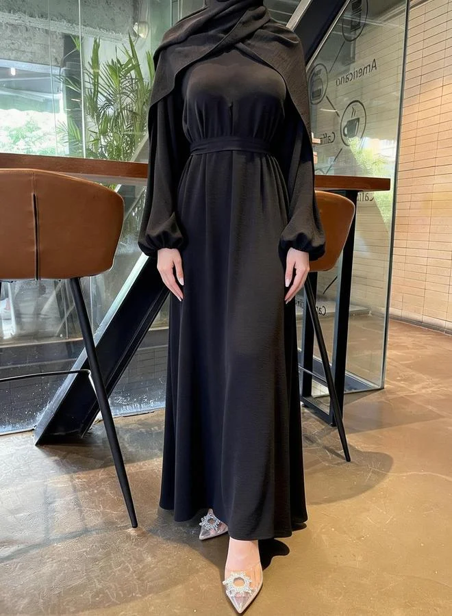 Balloon Sleeve Maxi Dress Black