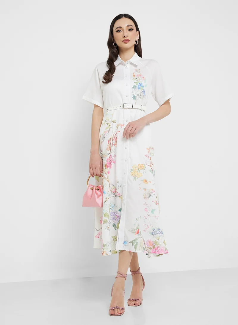 Floral Print Shirtwaist Dress