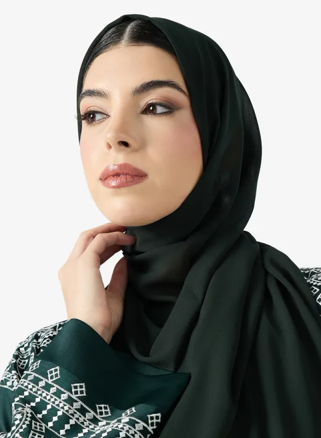 Emerald Green Embroidered Abaya with Sheila - Ramadan Set – image 5