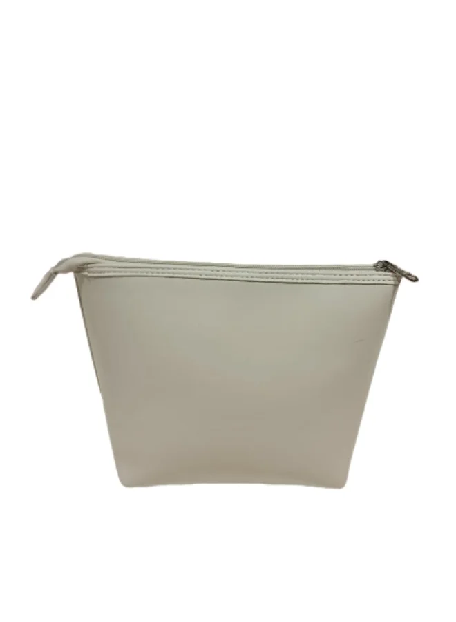 DKNY Trademark Large Linen Beauty Case - Light Gray
