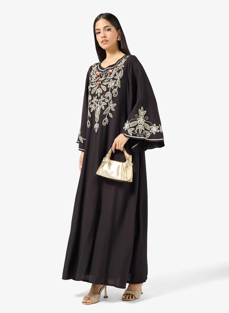 Embellished Jalabiya Black