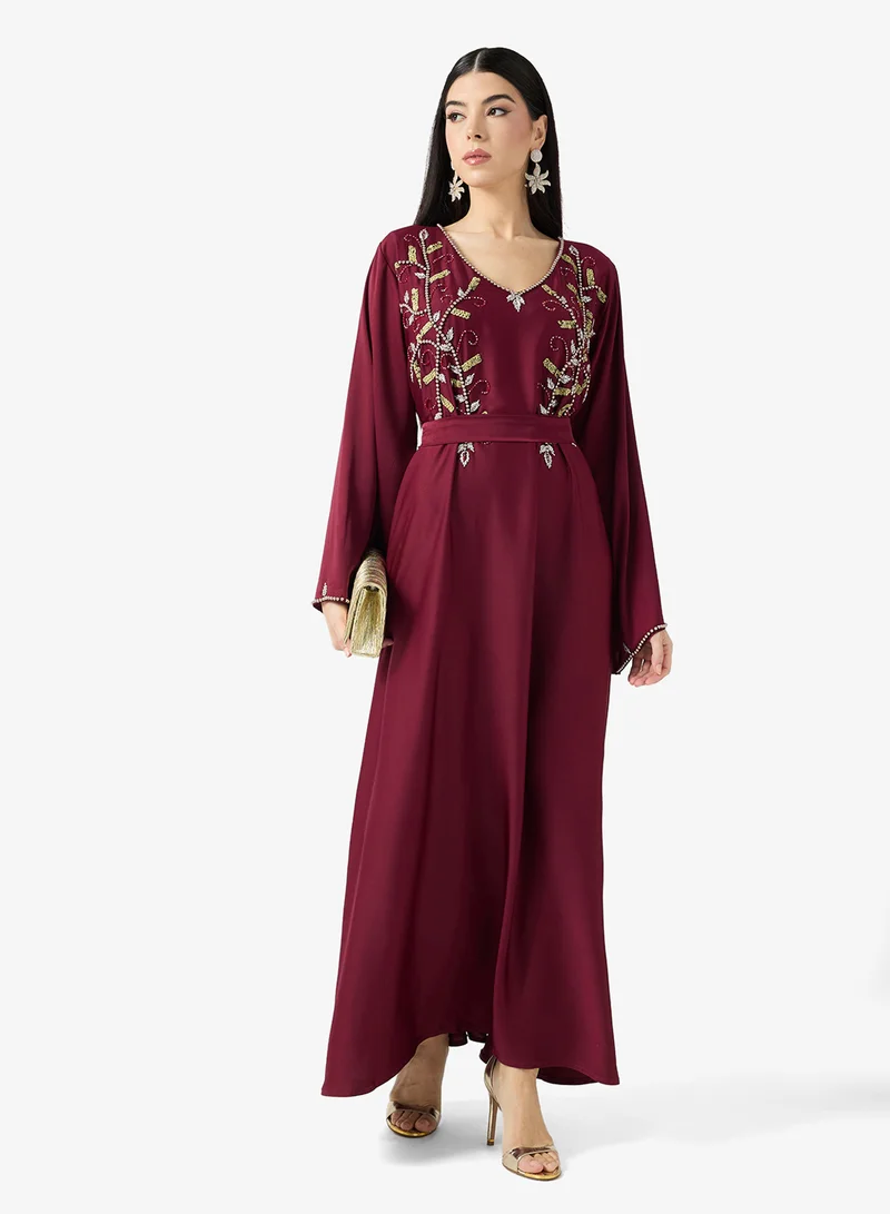 Embellished Belted Jalabiya