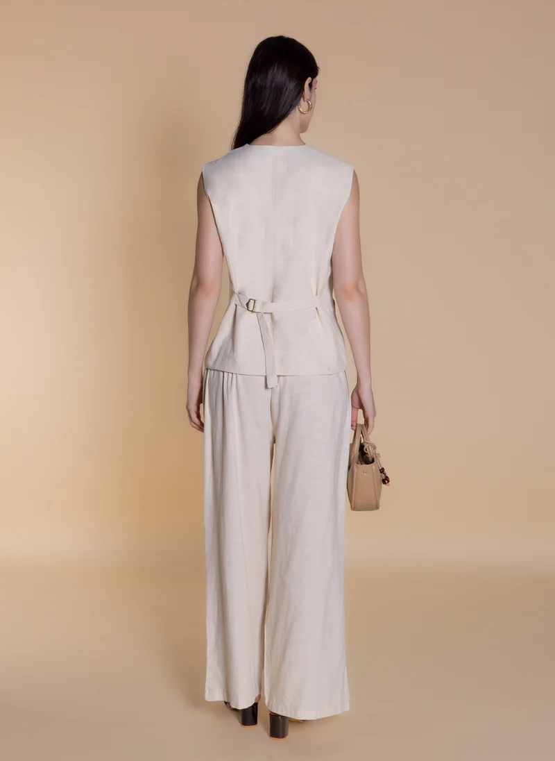 LINEN BLEND WAISTCOAT SET