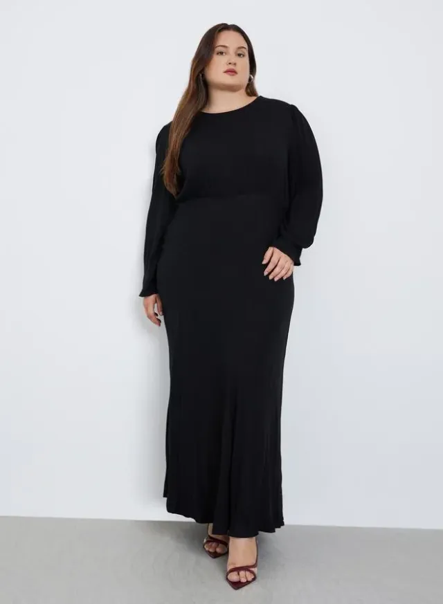 Styli Plus Size Column Maxi Dress Black – image 2