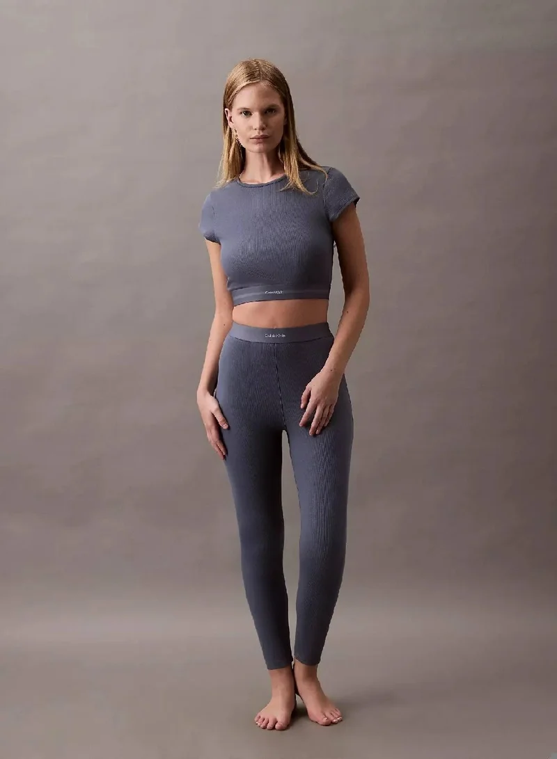 Cotton Ribbed Lounge Leggings Gray