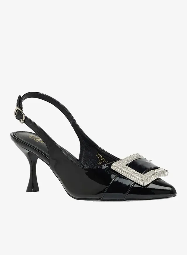 Diamante Buckle Slingback Pumps – image 2
