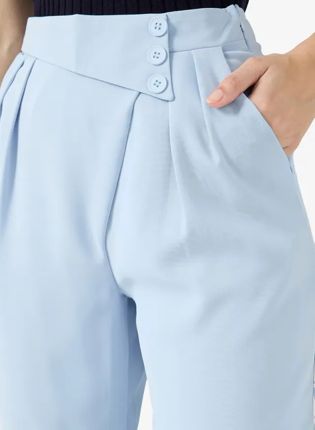 Blue Casual Slant Waist Detail Pants for Women – image 4