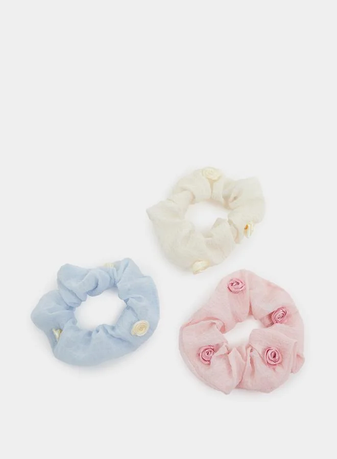 Pack of 3 - Floral Scrunchies