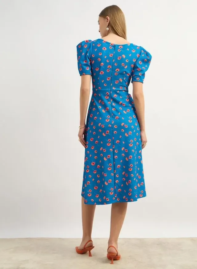 Polyester Midi Dress with Ruched Waist Detail – image 5