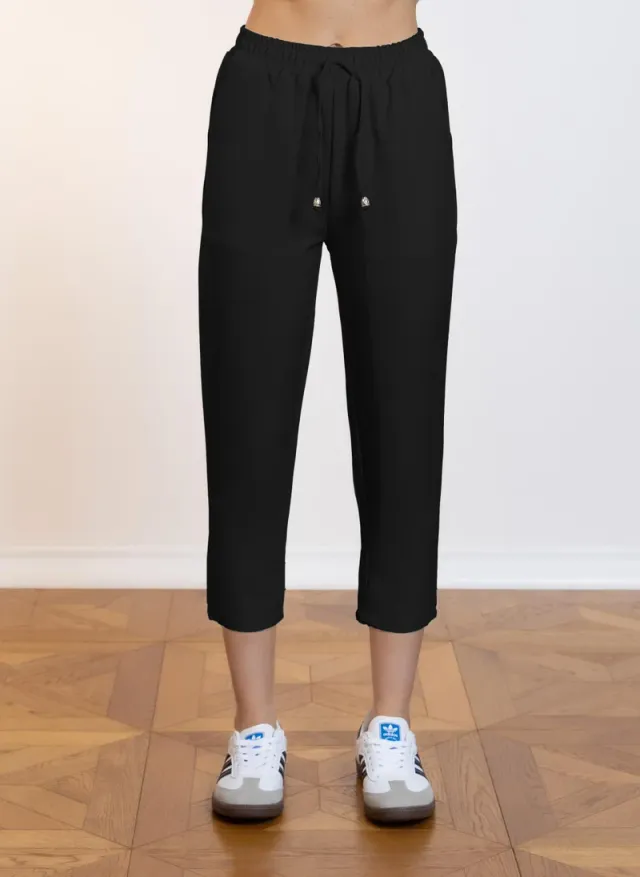 Comfort Slim Cropped Trousers Black