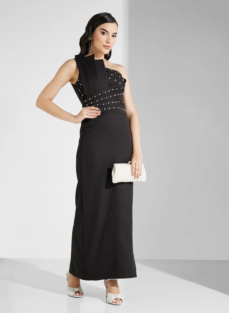 Elegant One-Shoulder Evening Gown