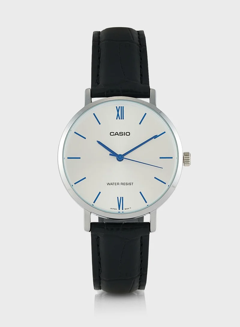 PU Strap Analog Watch Black