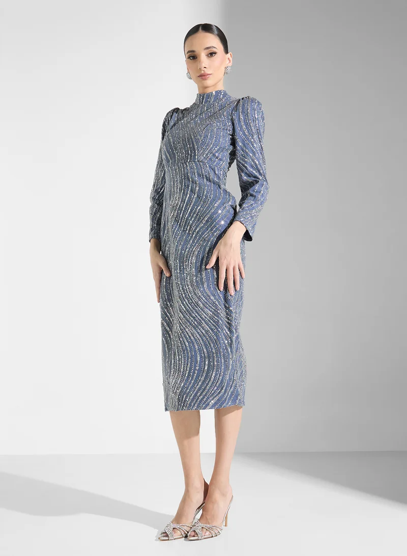 Sequin Embellished Dress Dusty Lavender