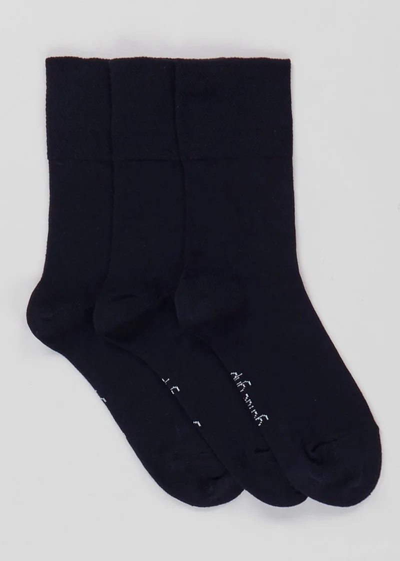 3-Pack Gentle Grip Ankle Socks Black