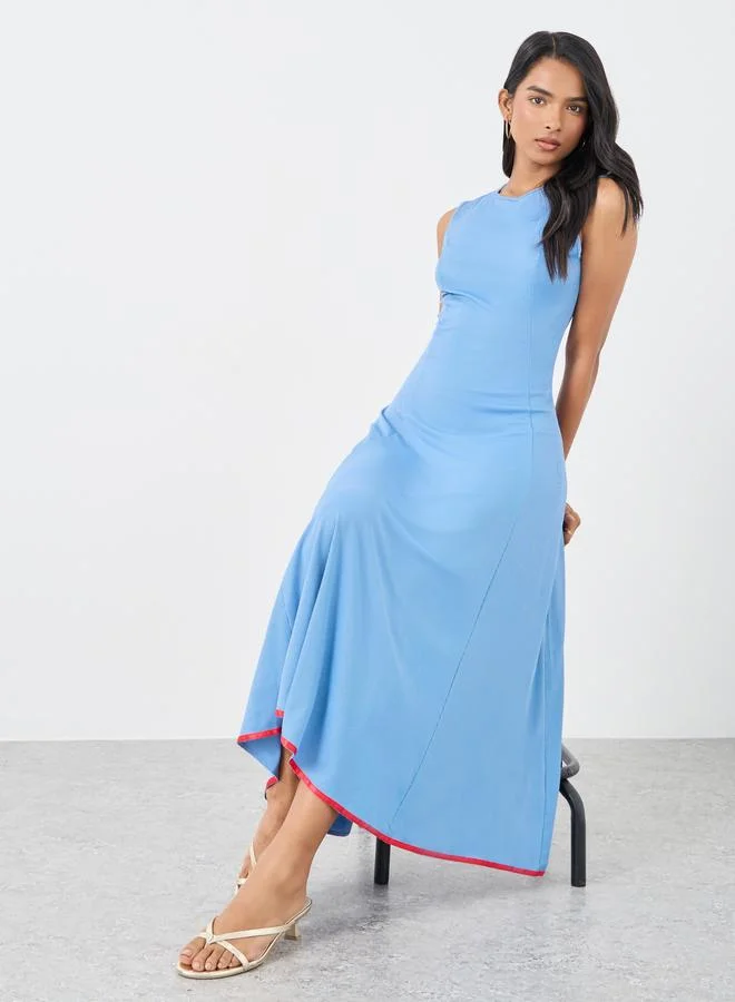 Take Two Textured Sleeveless Maxi Dress Blue